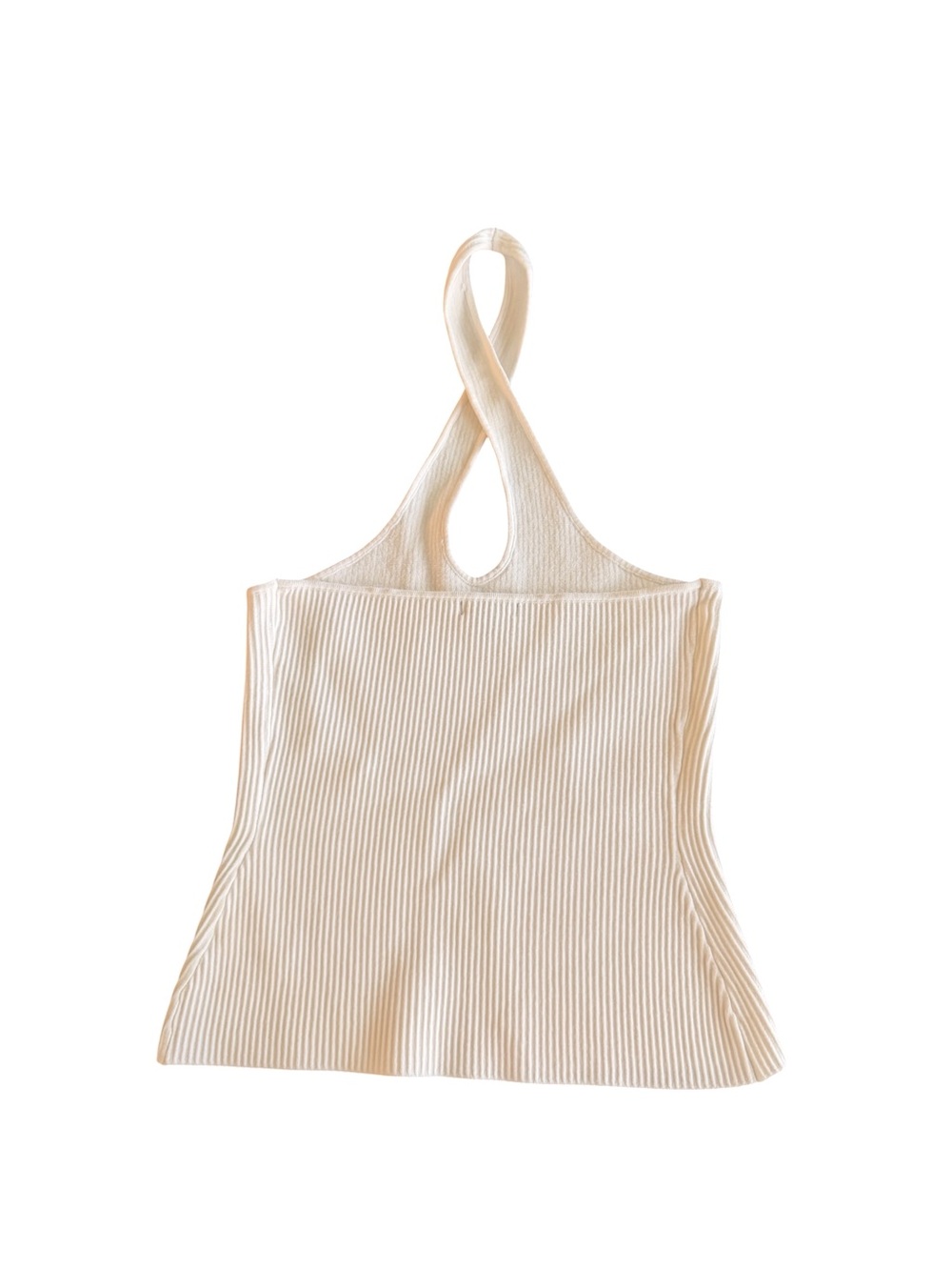 Express White/Cream Ribbed Halter Tank Top